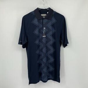 Tehama golf polo shirt navy blue zig zag Masters Los Cabos men new Medium